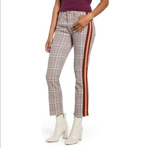 Mother The Insider Plaid Stripe Retro Ankle Pants Plum Pink Brown Orange 24 NWT